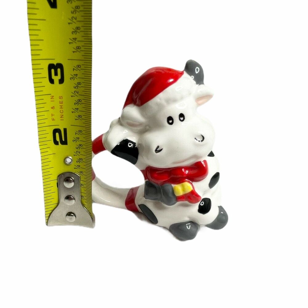 Set of 4 Santa Cow Christmas Napkin Rings holiday dining decorations farmhouse - Picture 7 of 7